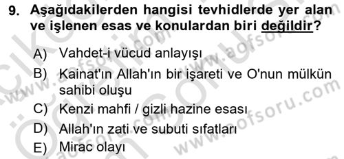 Türk İslam Edebiyatı Dersi 2025 - 2026 Yılı (Final) Dönem Sonu Sınav Soruları 9. Soru
