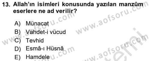 Türk İslam Edebiyatı Dersi 2025 - 2026 Yılı Yaz Okulu Sınav Soruları 13. Soru
