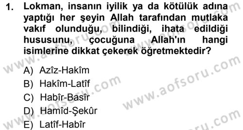 Tefsir Dersi 2012 - 2013 Yılı (Vize) Ara Sınav Soruları 1. Soru