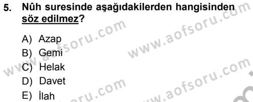Tefsir Dersi Ara Sınavı Deneme Sınav Soruları 5. Soru