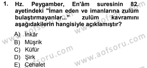 Tefsir Dersi 2012 - 2013 Yılı (Final) Dönem Sonu Sınav Soruları 1. Soru