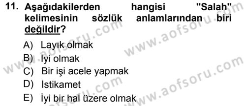 Tefsir Dersi 2012 - 2013 Yılı (Final) Dönem Sonu Sınav Soruları 11. Soru