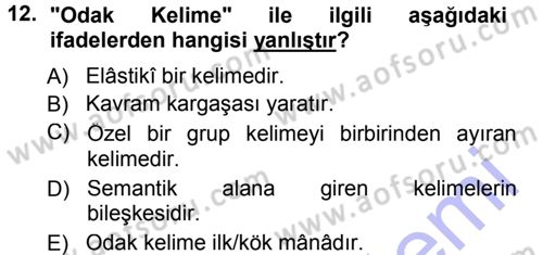 Tefsir Dersi 2012 - 2013 Yılı (Final) Dönem Sonu Sınav Soruları 12. Soru