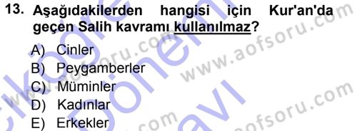 Tefsir Dersi 2012 - 2013 Yılı (Final) Dönem Sonu Sınav Soruları 13. Soru