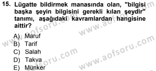 Tefsir Dersi 2012 - 2013 Yılı (Final) Dönem Sonu Sınav Soruları 15. Soru