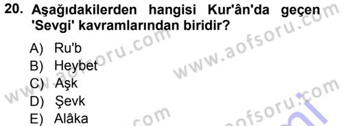 Tefsir Dersi 2012 - 2013 Yılı (Final) Dönem Sonu Sınav Soruları 20. Soru