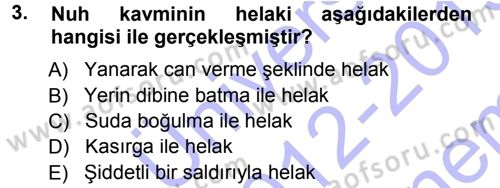 Tefsir Dersi 2012 - 2013 Yılı (Final) Dönem Sonu Sınav Soruları 3. Soru