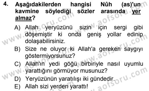 Tefsir Dersi 2012 - 2013 Yılı (Final) Dönem Sonu Sınav Soruları 4. Soru