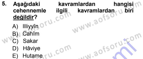 Tefsir Dersi 2012 - 2013 Yılı (Final) Dönem Sonu Sınav Soruları 5. Soru