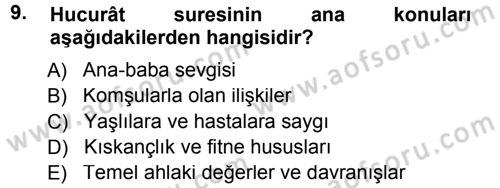 Tefsir Dersi 2012 - 2013 Yılı (Final) Dönem Sonu Sınav Soruları 9. Soru