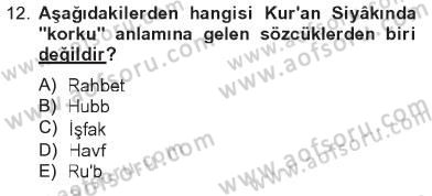 Tefsir Dersi 2012 - 2013 Yılı Tek Ders Sınav Soruları 12. Soru