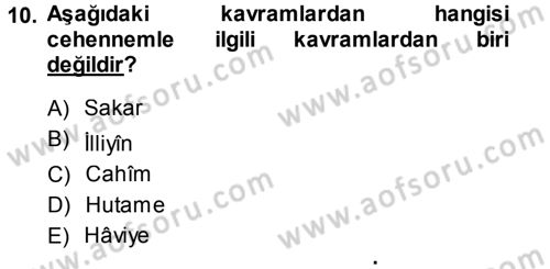 Tefsir Dersi Ara Sınavı Deneme Sınav Soruları 10. Soru
