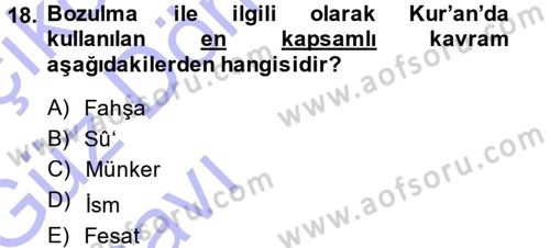 Tefsir Dersi 2013 - 2014 Yılı (Vize) Ara Sınav Soruları 18. Soru