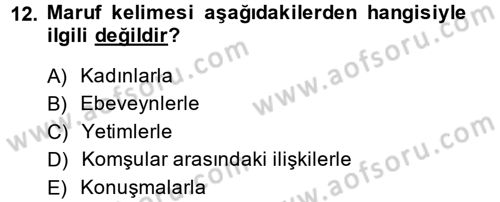 Tefsir Dersi 2013 - 2014 Yılı (Final) Dönem Sonu Sınav Soruları 12. Soru