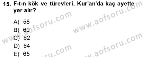 Tefsir Dersi 2013 - 2014 Yılı (Final) Dönem Sonu Sınav Soruları 15. Soru