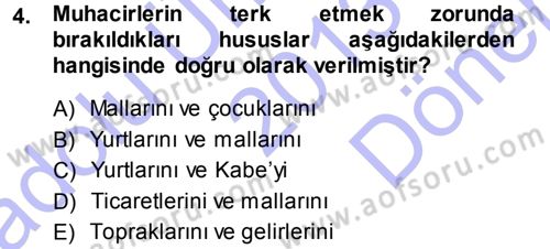 Tefsir Dersi 2013 - 2014 Yılı (Final) Dönem Sonu Sınav Soruları 4. Soru