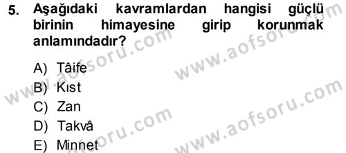 Tefsir Dersi 2013 - 2014 Yılı (Final) Dönem Sonu Sınav Soruları 5. Soru