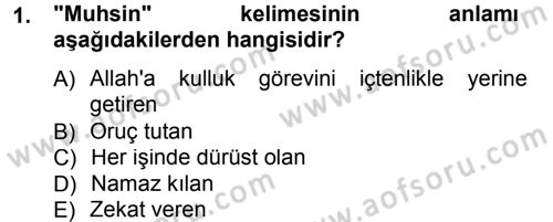 Tefsir Dersi 2013 - 2014 Yılı Tek Ders Sınav Soruları 1. Soru