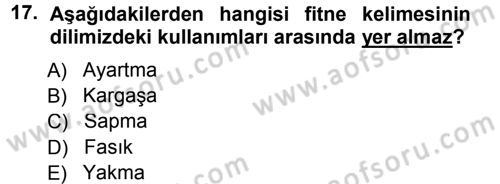 Tefsir Dersi 2013 - 2014 Yılı Tek Ders Sınav Soruları 17. Soru