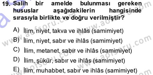 Tefsir Dersi 2014 - 2015 Yılı (Vize) Ara Sınav Soruları 19. Soru