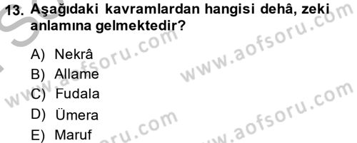 Tefsir Dersi 2014 - 2015 Yılı (Final) Dönem Sonu Sınav Soruları 13. Soru