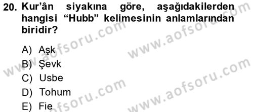 Tefsir Dersi 2014 - 2015 Yılı (Final) Dönem Sonu Sınav Soruları 20. Soru