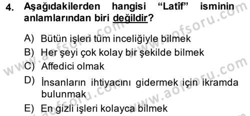 Tefsir Dersi 2014 - 2015 Yılı (Final) Dönem Sonu Sınav Soruları 4. Soru