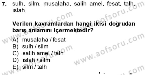 Tefsir Dersi 2014 - 2015 Yılı (Final) Dönem Sonu Sınav Soruları 7. Soru
