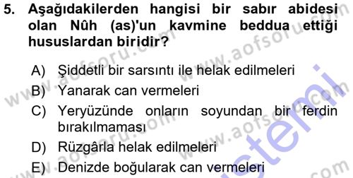 Tefsir Dersi Ara Sınavı Deneme Sınav Soruları 5. Soru
