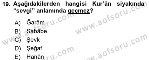 Tefsir Dersi 2015 - 2016 Yılı (Final) Dönem Sonu Sınav Soruları 19. Soru