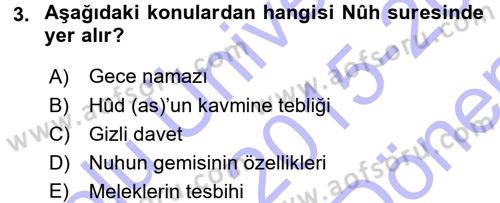 Tefsir Dersi 2015 - 2016 Yılı (Final) Dönem Sonu Sınav Soruları 3. Soru