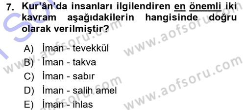 Tefsir Dersi 2015 - 2016 Yılı (Final) Dönem Sonu Sınav Soruları 7. Soru