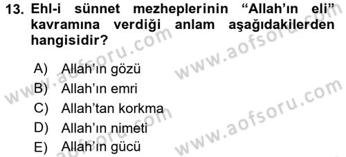 Tefsir Dersi Ara Sınavı Deneme Sınav Soruları 13. Soru