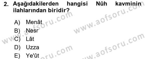 Tefsir Dersi Ara Sınavı Deneme Sınav Soruları 2. Soru