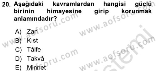 Tefsir Dersi 2016 - 2017 Yılı (Vize) Ara Sınav Soruları 20. Soru