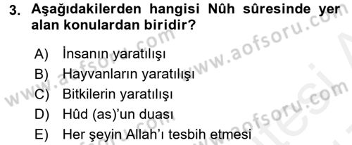Tefsir Dersi 2016 - 2017 Yılı (Final) Dönem Sonu Sınav Soruları 3. Soru