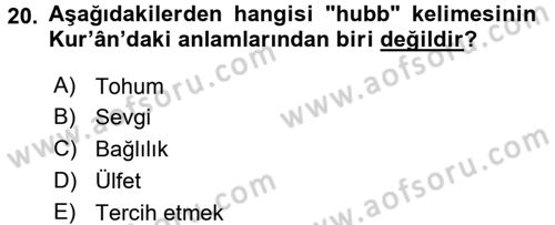 Tefsir Dersi 2017 - 2018 Yılı 3 Ders Sınav Soruları 20. Soru