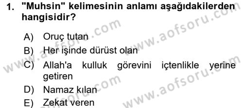 Tefsir Dersi 2017 - 2018 Yılı (Final) Dönem Sonu Sınav Soruları 1. Soru