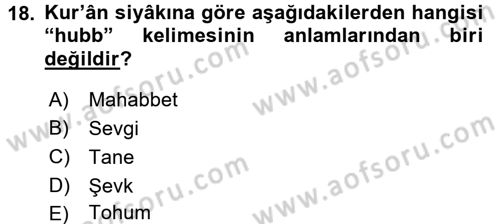 Tefsir Dersi 2017 - 2018 Yılı (Final) Dönem Sonu Sınav Soruları 18. Soru