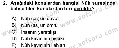Tefsir Dersi 2017 - 2018 Yılı (Final) Dönem Sonu Sınav Soruları 2. Soru