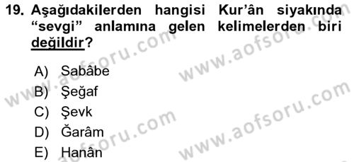 Tefsir Dersi 2018 - 2019 Yılı 3 Ders Sınav Soruları 19. Soru
