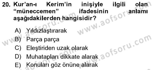 Tefsir Dersi 2018 - 2019 Yılı 3 Ders Sınav Soruları 20. Soru