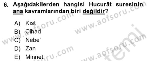 Tefsir Dersi 2018 - 2019 Yılı 3 Ders Sınav Soruları 6. Soru