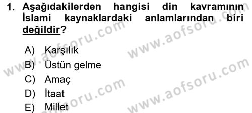 Tefsir Dersi 2018 - 2019 Yılı (Vize) Ara Sınav Soruları 1. Soru