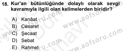 Tefsir Dersi 2018 - 2019 Yılı (Final) Dönem Sonu Sınav Soruları 18. Soru