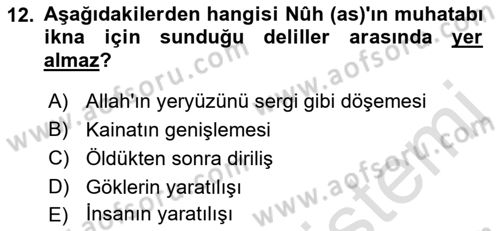 Tefsir Dersi Ara Sınavı Deneme Sınav Soruları 12. Soru