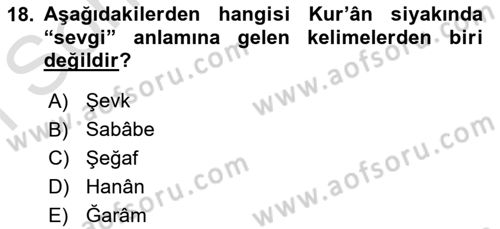Tefsir Dersi 2019 - 2020 Yılı (Final) Dönem Sonu Sınav Soruları 18. Soru