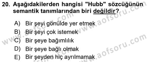 Tefsir Dersi 2019 - 2020 Yılı (Final) Dönem Sonu Sınav Soruları 20. Soru