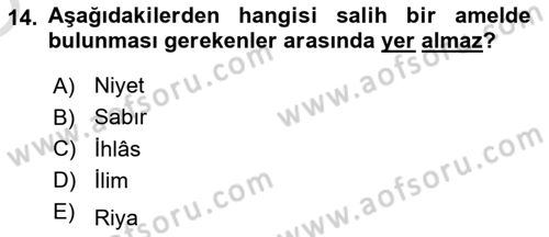 Tefsir Dersi 2020 - 2021 Yılı Yaz Okulu Sınav Soruları 14. Soru