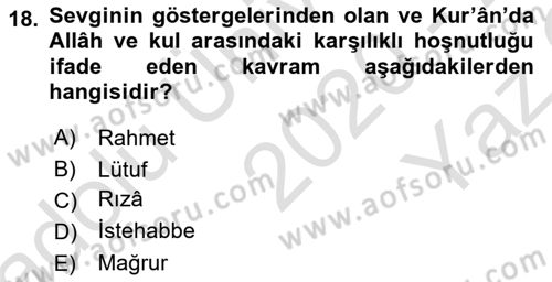 Tefsir Dersi 2020 - 2021 Yılı Yaz Okulu Sınav Soruları 18. Soru